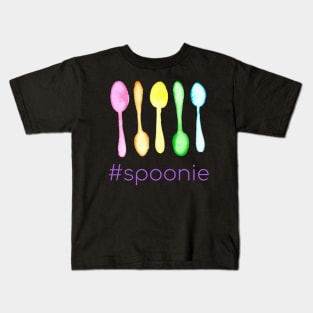 Hashtag Spoonie (Colorful Watercolor Spoons) Kids T-Shirt